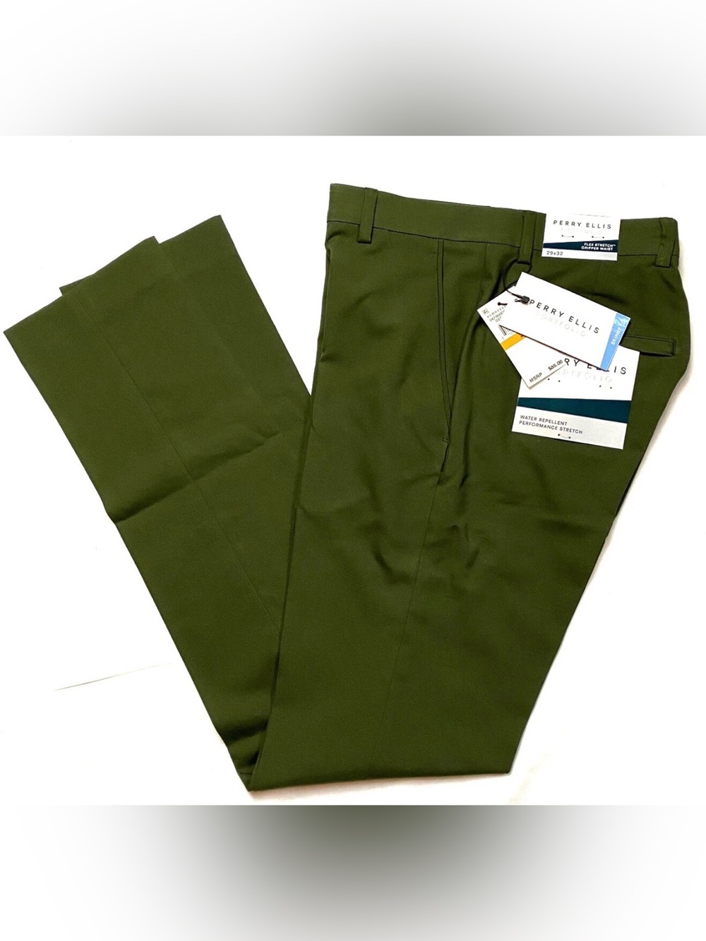 Perry Ellis Portfolio Men's Extra Slim-Fit Dress Pants 29x32 NWT Forest Green